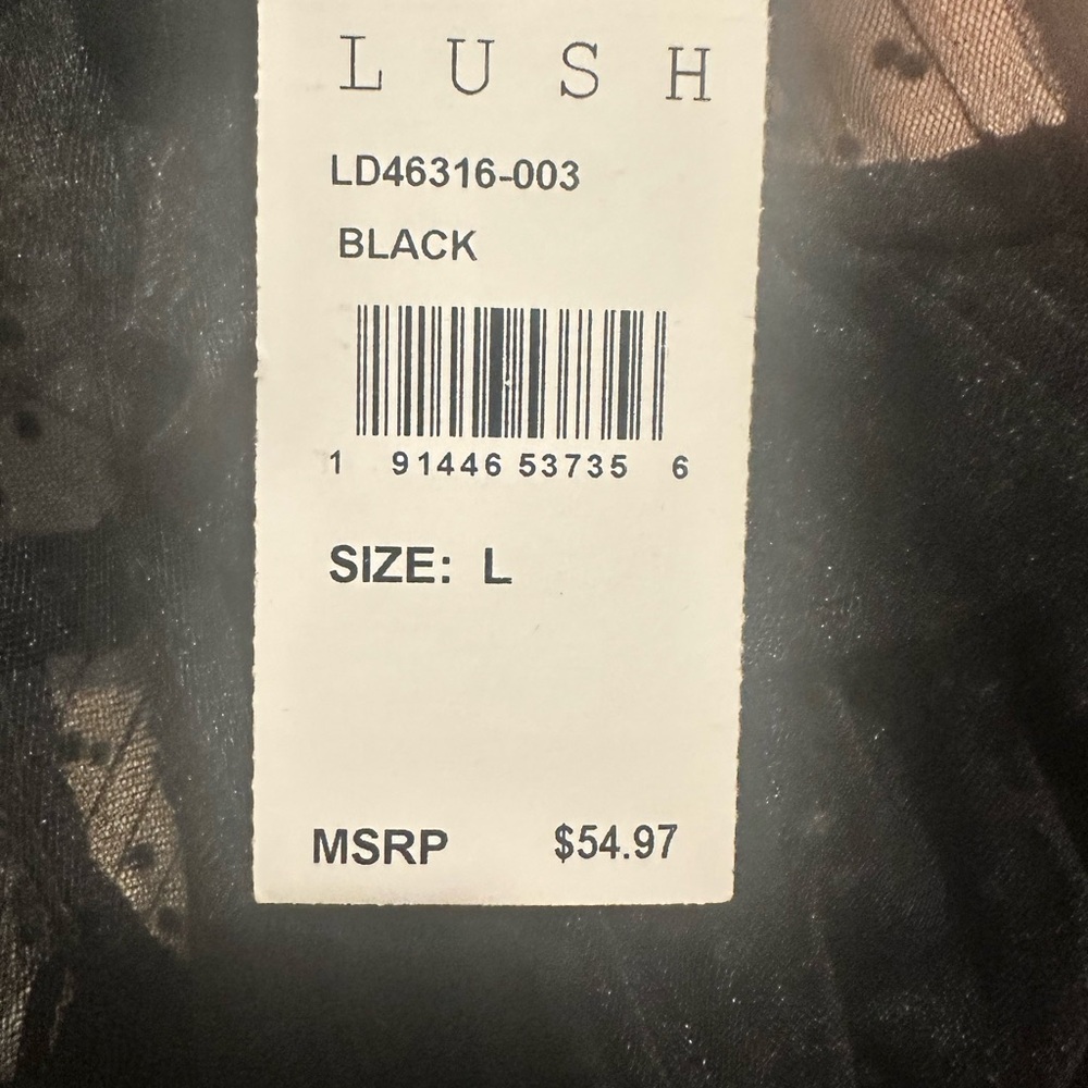 Lush Black Sheer Ruffled Midi Dress - Picture 2 of 2